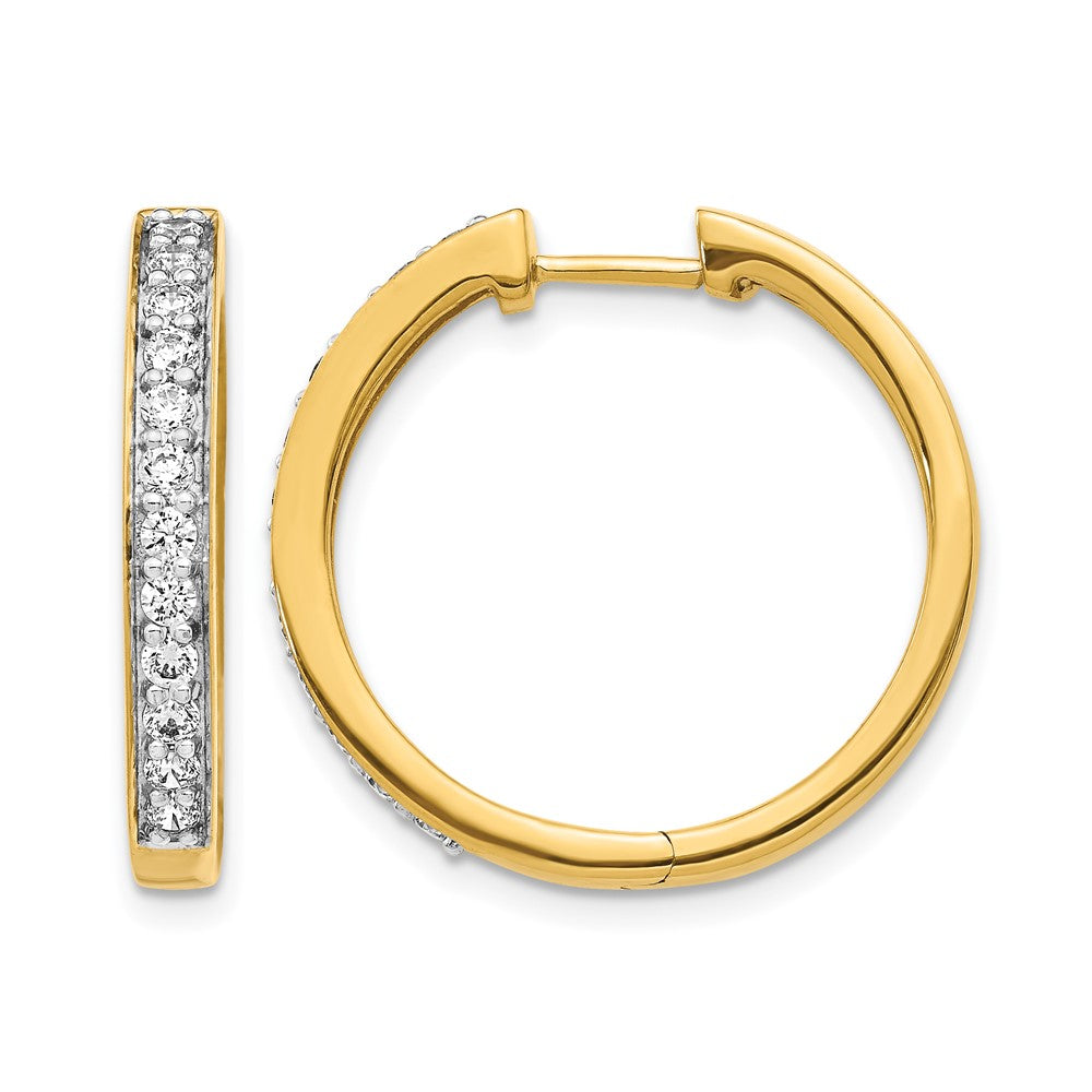 14k Yellow Gold Real Diamond Hinged Hoop Earrings