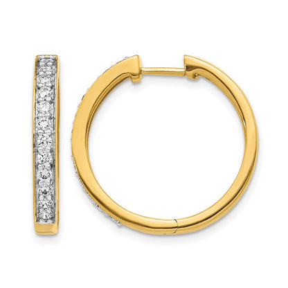14k Yellow Gold Real Diamond Hinged Hoop Earrings