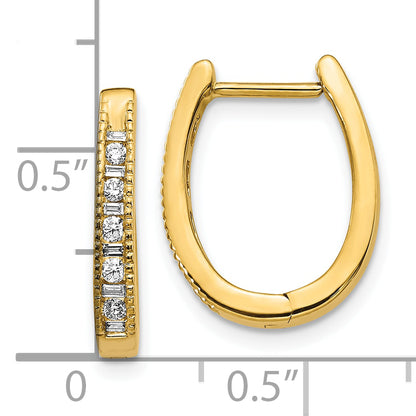 10K Yellow Gold Diamond Oval Hinged Hoop Earrings