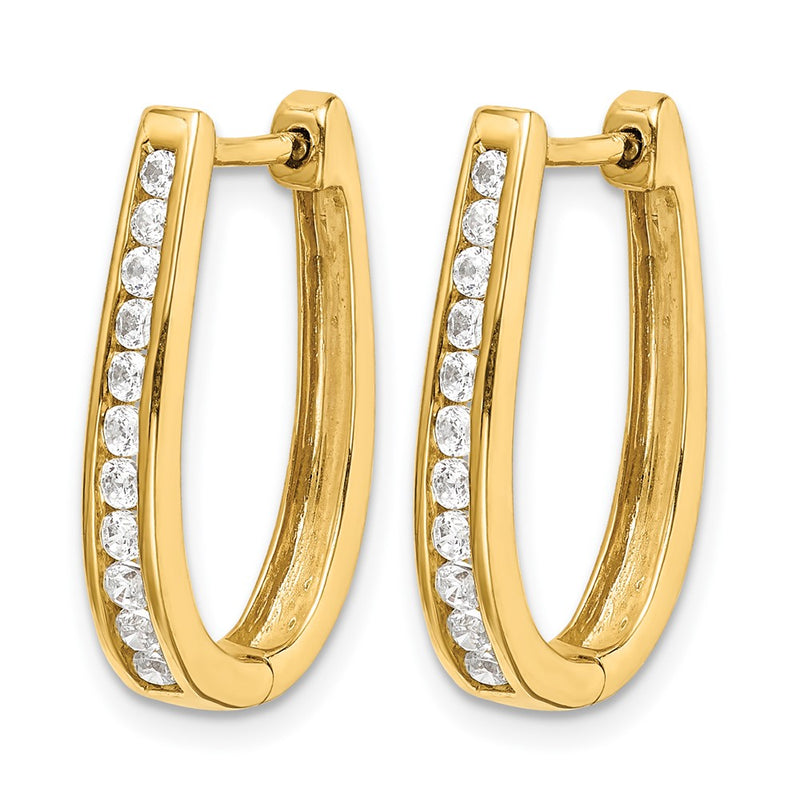 10K Yellow Gold Diamond Oval Hinged Hoop Earrings
