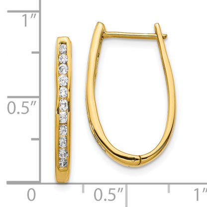 10K Yellow Gold Diamond Oval Hinged Hoop Earrings