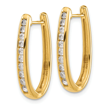10K Yellow Gold Diamond Oval Hinged Hoop Earrings