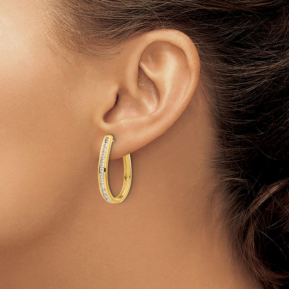 14k Yellow Gold Lab Grown Diamond VS/SI+ G+ Hinged Hoop Earrings