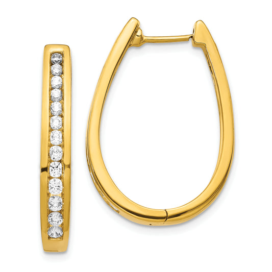 14k Yellow Gold Lab Grown Diamond VS/SI+ G+ Hinged Hoop Earrings