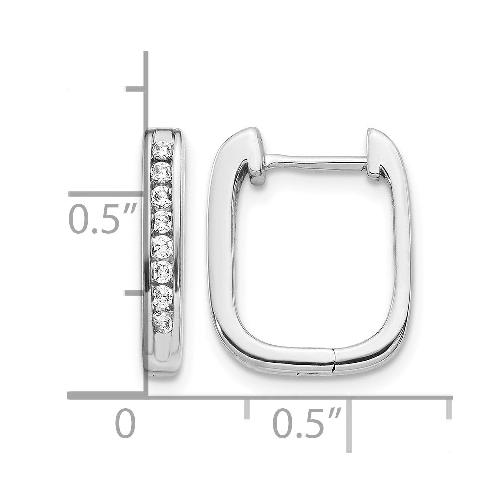 14k White Gold Real Diamond Complete Hinged Hoop Earrings