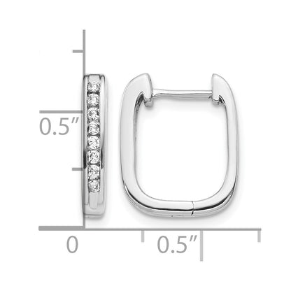 14k White Gold Real Diamond Complete Hinged Hoop Earrings