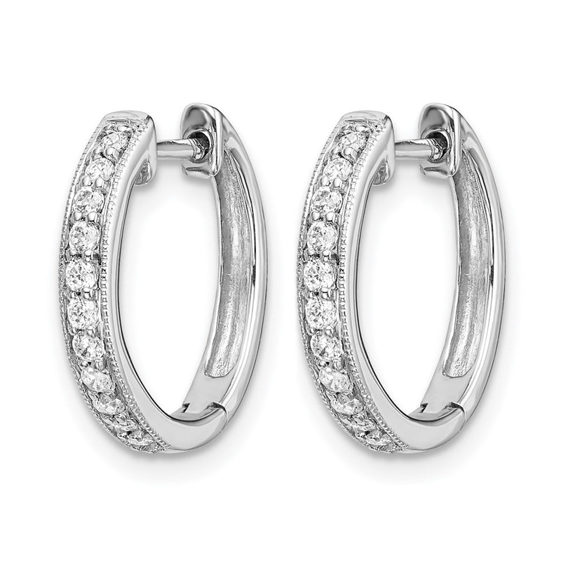 10K White Gold Diamond Hinged Hoop Earrings