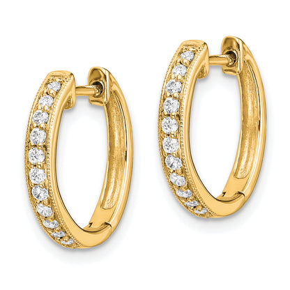 10K Yellow Gold Diamond Hinged Hoop Earrings