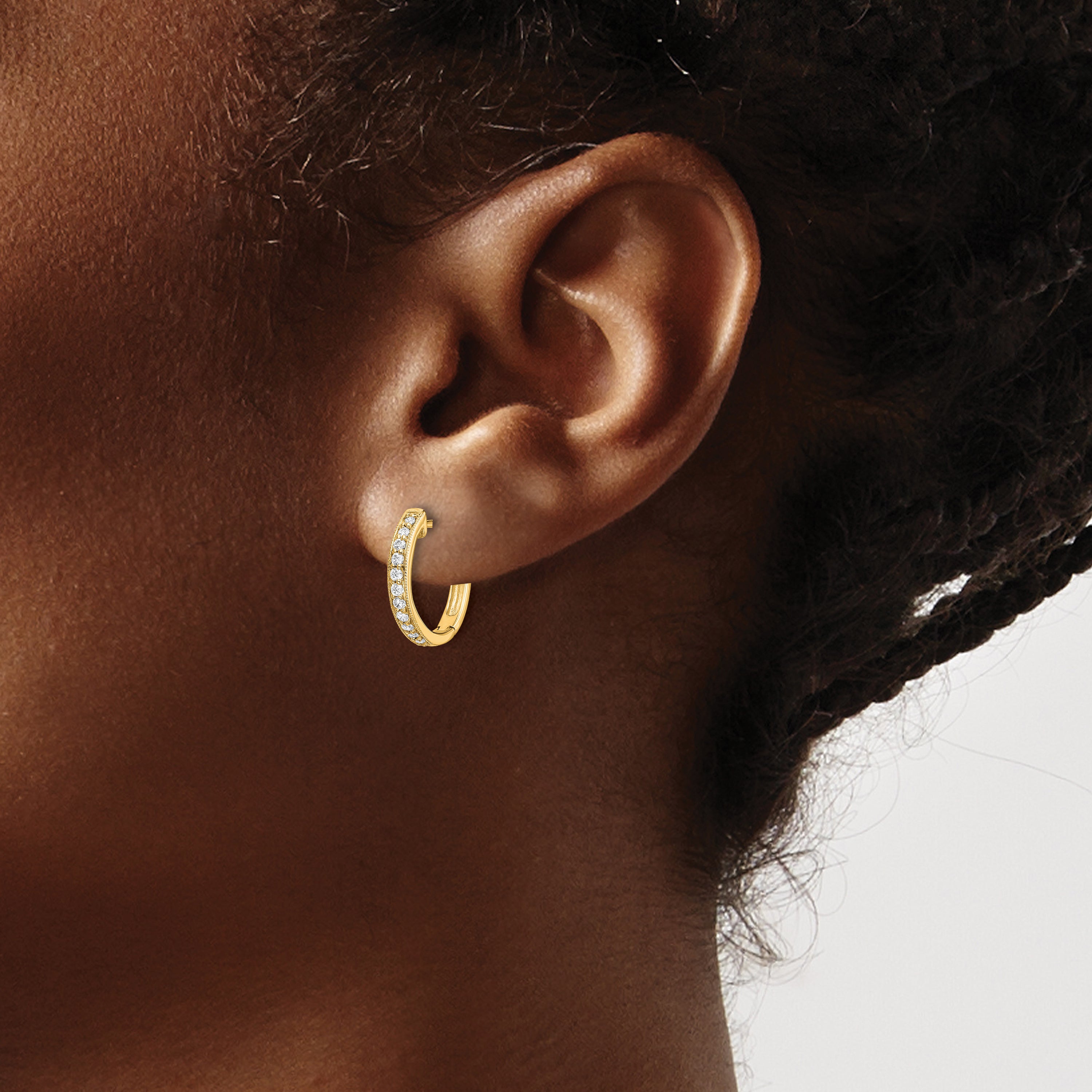 10K Yellow Gold Diamond Hinged Hoop Earrings