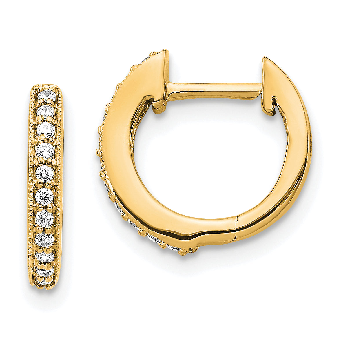10K Yellow Gold Diamond Hinged Hoop Earrings