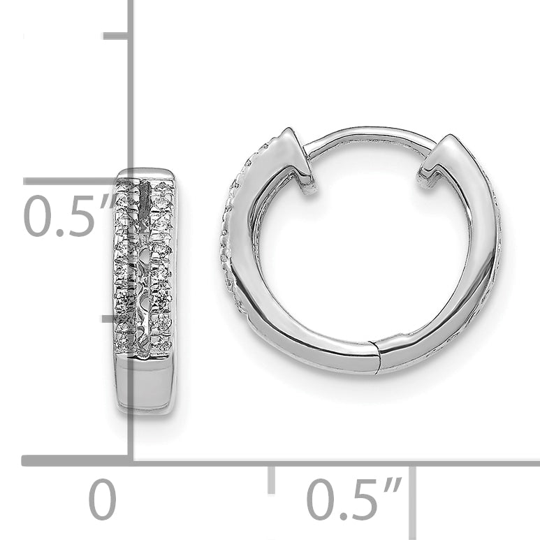 10K White Gold Diamond Hinged Round Hoop Earrings