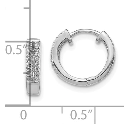 10K White Gold Diamond Hinged Round Hoop Earrings