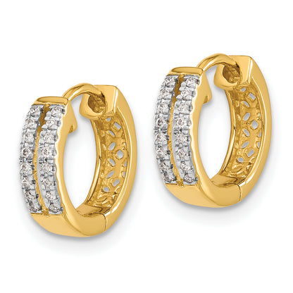 10K Yellow Gold Diamond Hinged Round Hoop Earrings