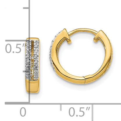 10K Yellow Gold Diamond Hinged Round Hoop Earrings