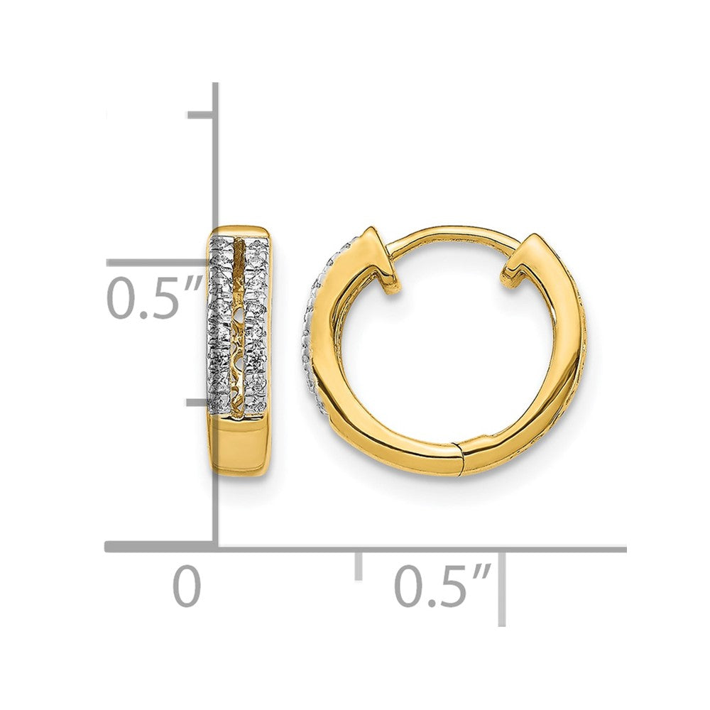 14k Yellow Gold Real Diamond Hinged Round Hoop Earrings