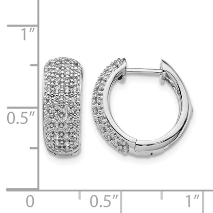 14k White Gold Real Diamond Hinged Hoop Earrings