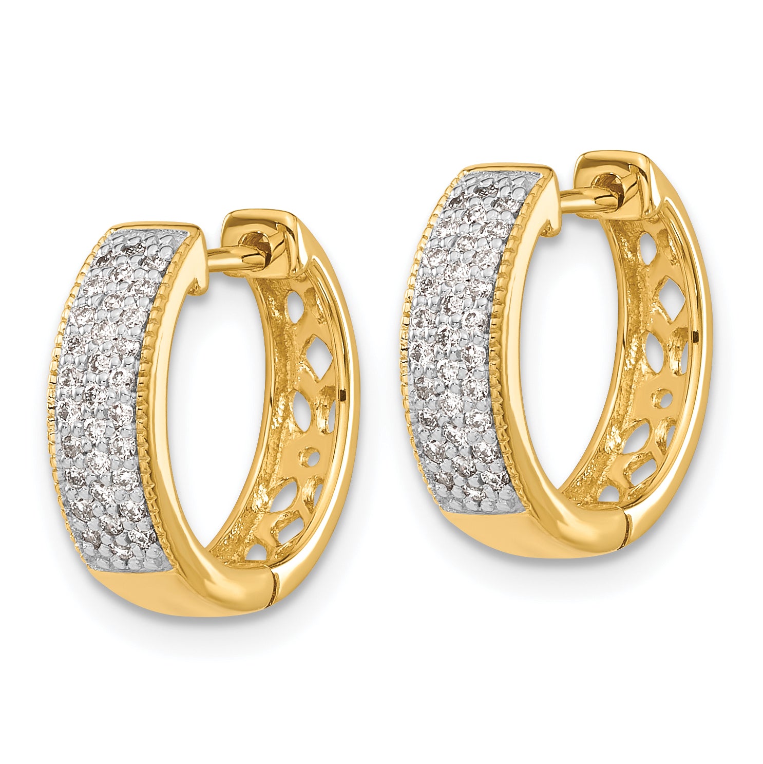 10K Yellow Gold Diamond Hinged Hoop Earrings