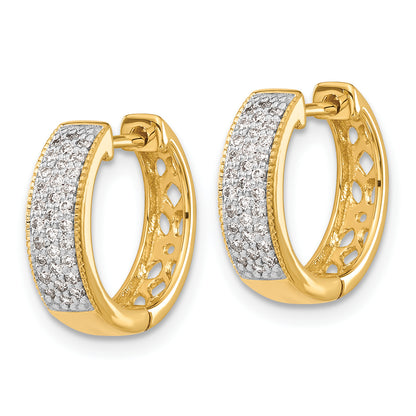 10K Yellow Gold Diamond Hinged Hoop Earrings