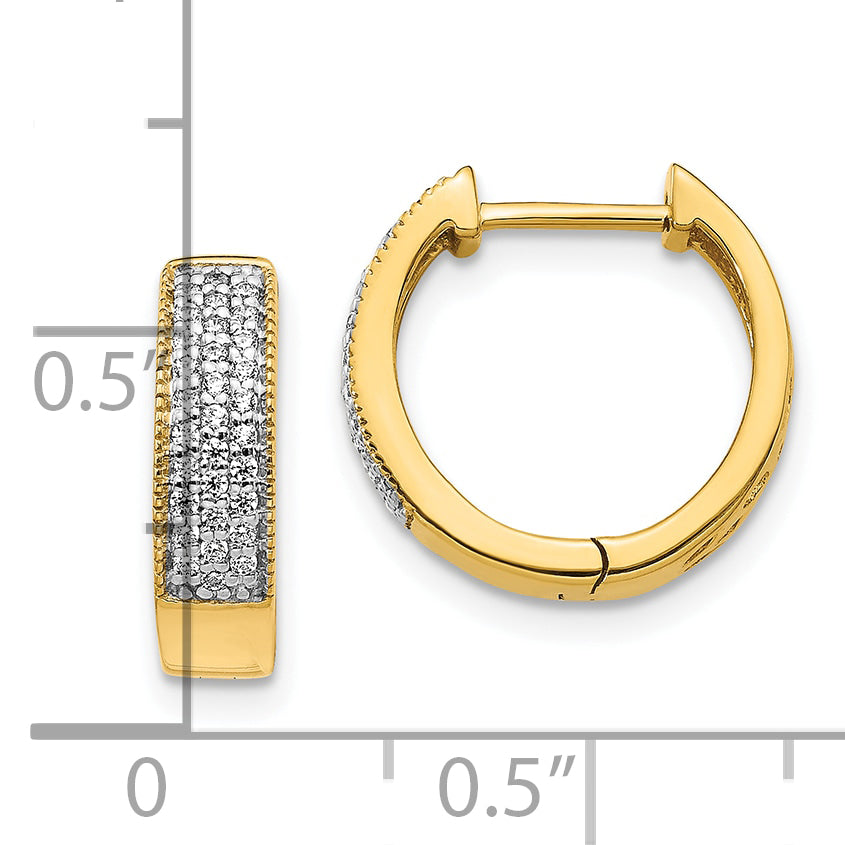 10K Yellow Gold Diamond Hinged Hoop Earrings