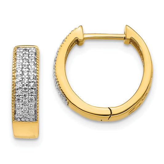 10K Yellow Gold Diamond Hinged Hoop Earrings