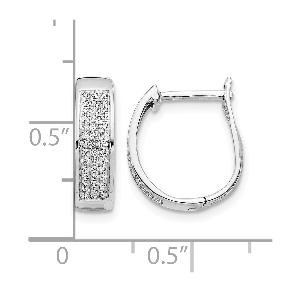 14k White Gold Real Diamond Hinged Oval Hoop Earrings