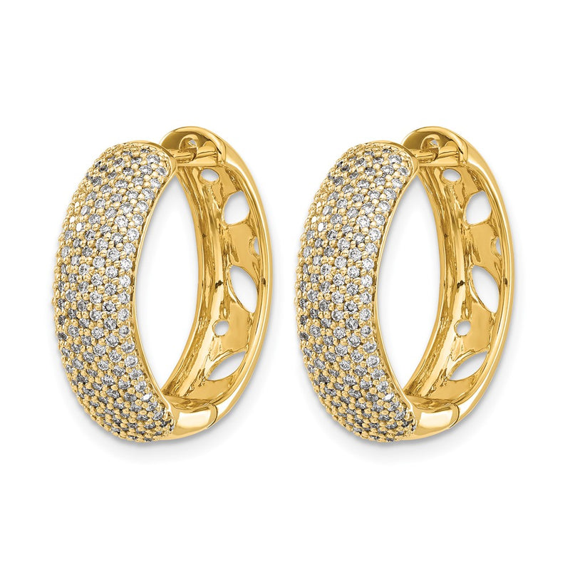 14k Yellow Gold Real Diamond Hinged Hoop Earrings