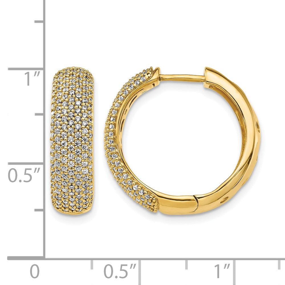 14k Yellow Gold Real Diamond Hinged Hoop Earrings