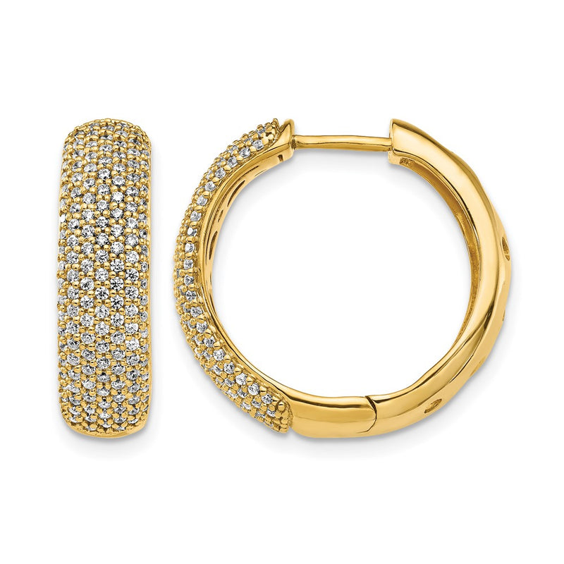 14k Yellow Gold Real Diamond Hinged Hoop Earrings