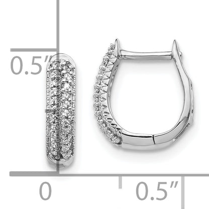 10K White Gold Polished Diamond Hinged Hoop Earrings
