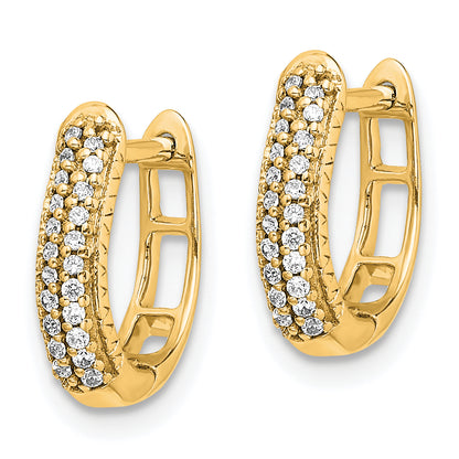 10K Yellow Gold Polished Diamond Hinged Hoop Earrings