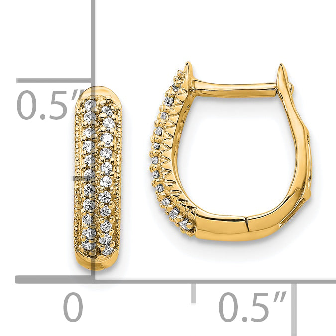 10K Yellow Gold Polished Diamond Hinged Hoop Earrings