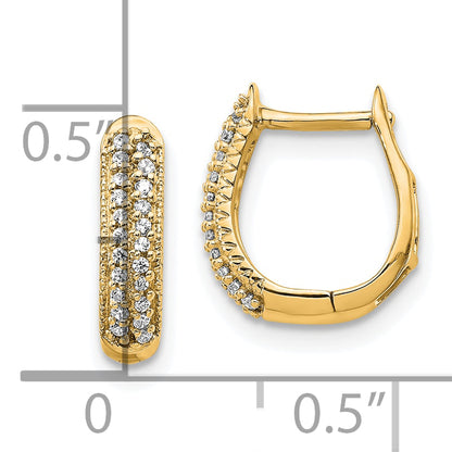 10K Yellow Gold Polished Diamond Hinged Hoop Earrings