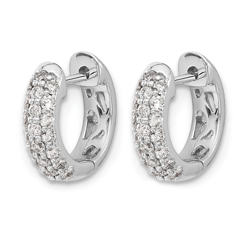 10K White Gold Diamond Hinged Hoop Earrings