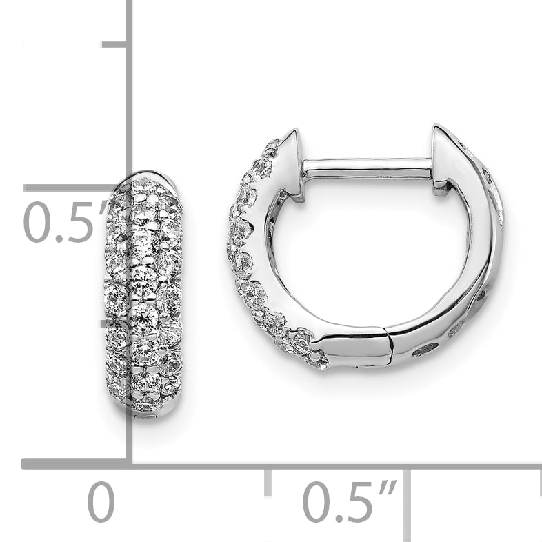 10K White Gold Diamond Hinged Hoop Earrings