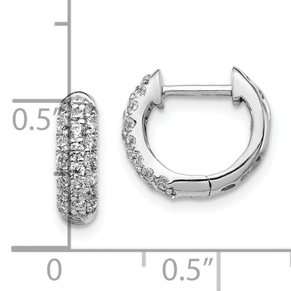10K White Gold Diamond Hinged Hoop Earrings