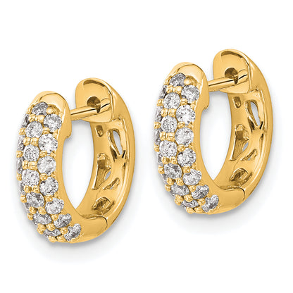 10K Yellow Gold Diamond Hinged Hoop Earrings