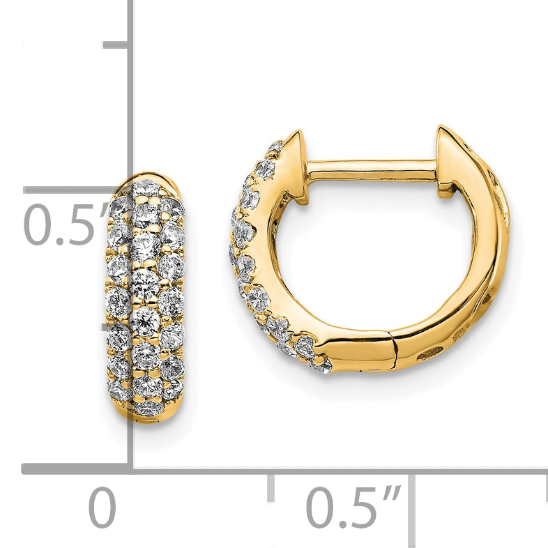 10K Yellow Gold Diamond Hinged Hoop Earrings