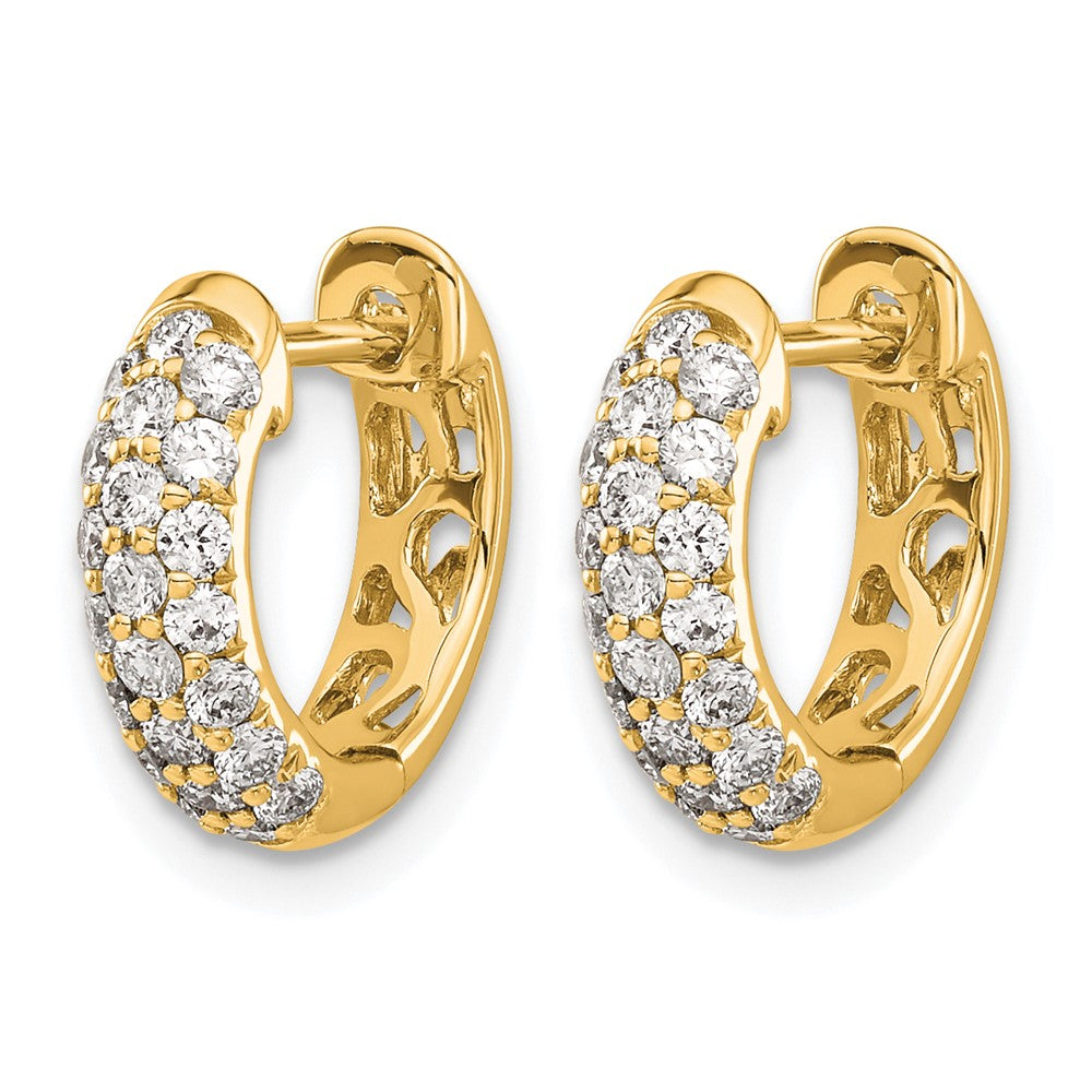 14k Yellow Gold Real Diamond Hinged Hoop Earrings