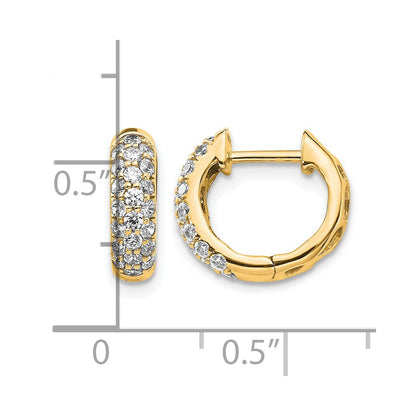 14k Yellow Gold Real Diamond Hinged Hoop Earrings