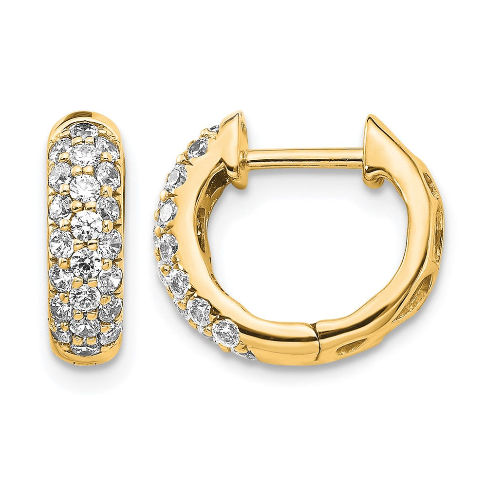 14k Yellow Gold Real Diamond Hinged Hoop Earrings