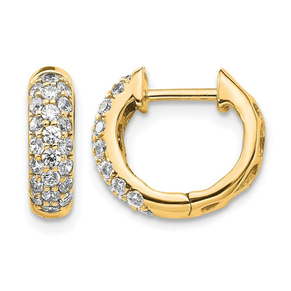 14k Yellow Gold Real Diamond Hinged Hoop Earrings