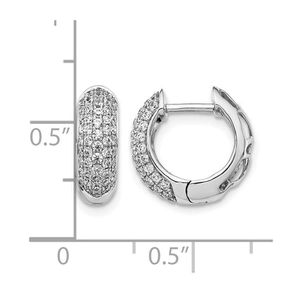10K White Gold Diamond Hinged Hoop Earrings