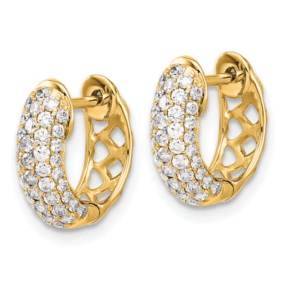 10K Yellow Gold Diamond Hinged Hoop Earrings