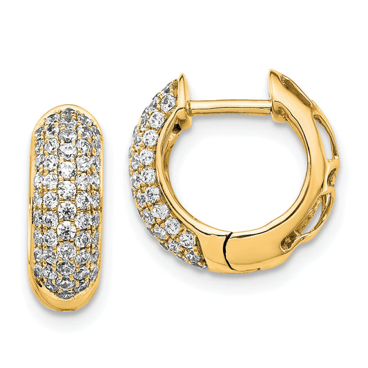 10K Yellow Gold Diamond Hinged Hoop Earrings