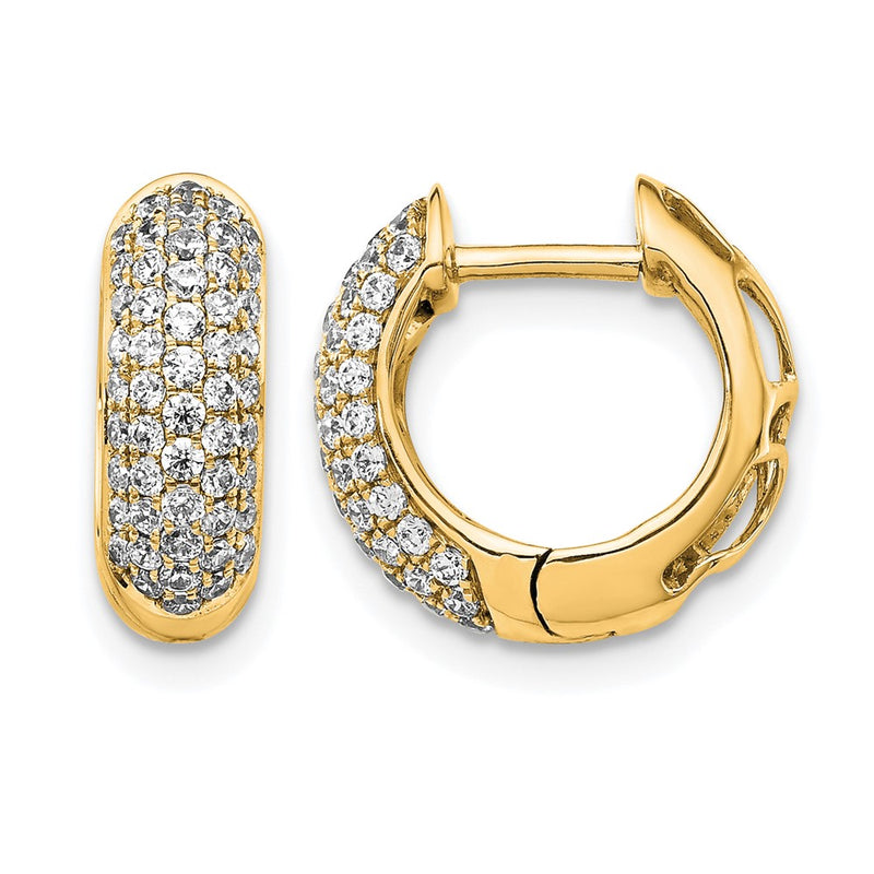 10K Yellow Gold Diamond Hinged Hoop Earrings