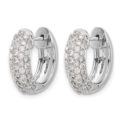 14k White Gold Real Diamond Hinged Hoop Earrings