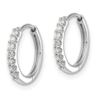 10K White Gold Diamond Hinged Hoop Earrings