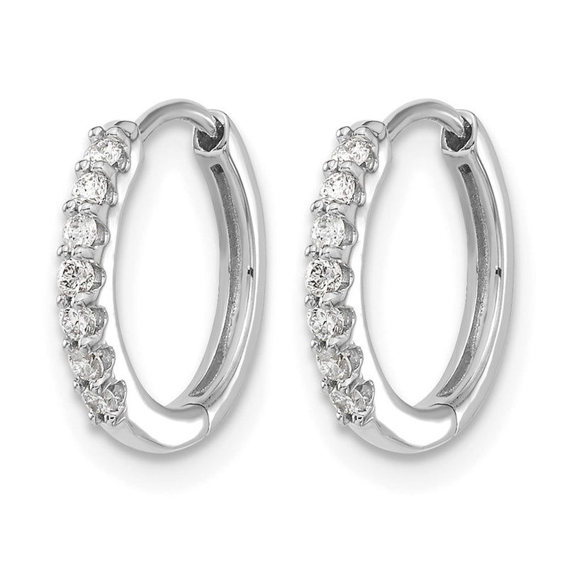 10K White Gold Diamond Hinged Hoop Earrings