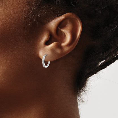 10K White Gold Diamond Hinged Hoop Earrings