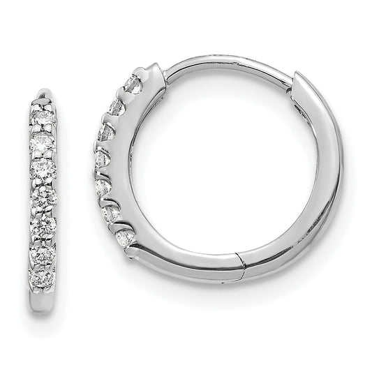 10K White Gold Diamond Hinged Hoop Earrings